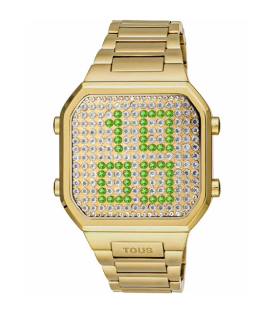 Reloj digital D-Logo de acero IP dorado