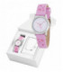 Pack Reloj Marea Niña piel rosa + Pulsera de plata de ley de regalo - B35284/5