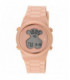 Reloj digital D-Bear de acero IP rosado con correa de silicona - 700350315