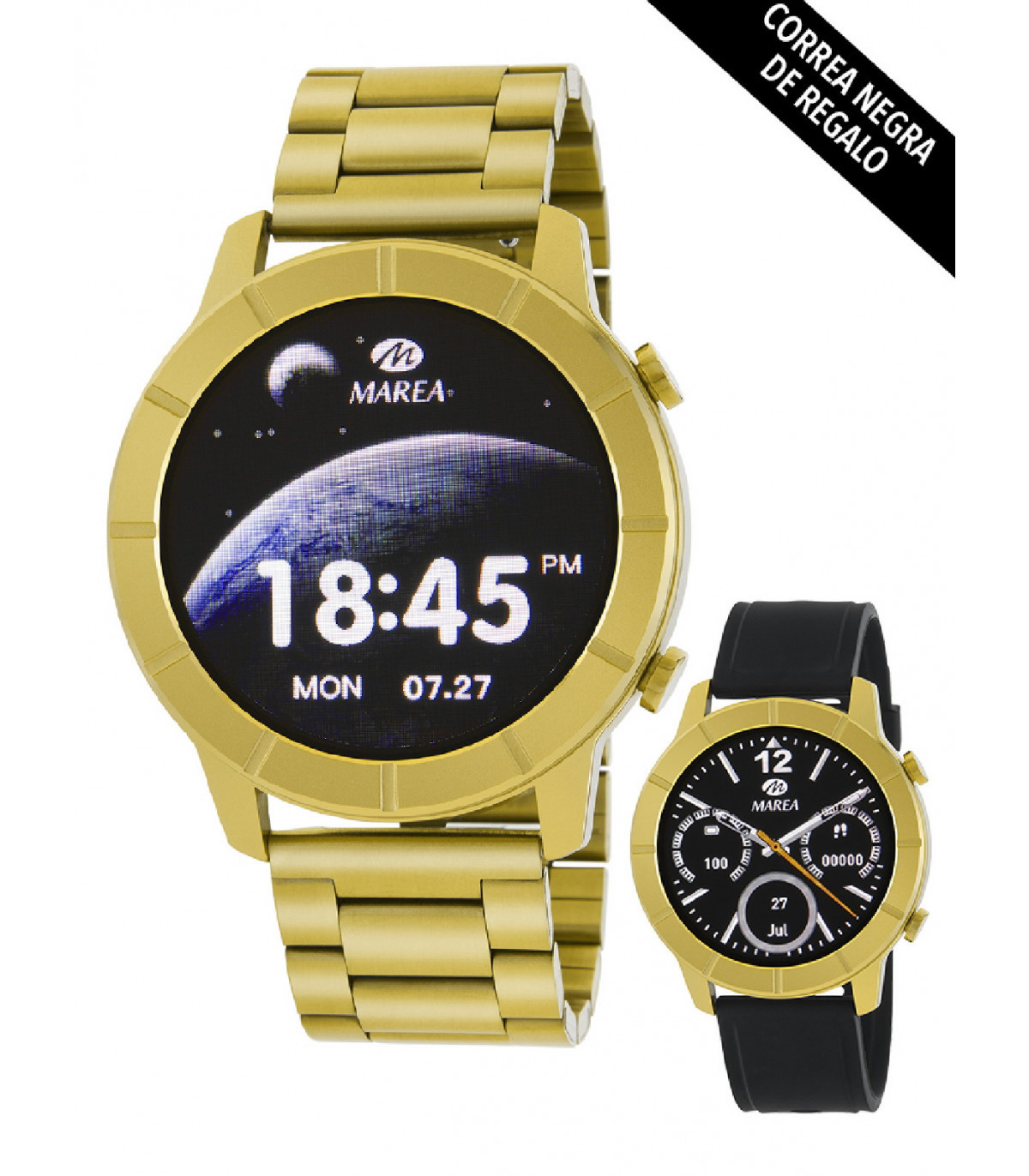 Reloj inteligente Marea Hombre Correas intercambiables acero IP  dorado/silicona negra - B58003/5