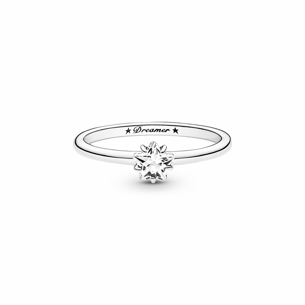 Star sterling silver ring with  clear cu