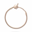 Pulsera Pandora Moments Rose Cadena de Serpiente con Cierre en T y Corazón