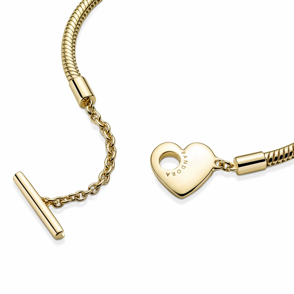Pulsera Pandora Shine Moments Cadena de Serpiente con Cierre en T y Corazón