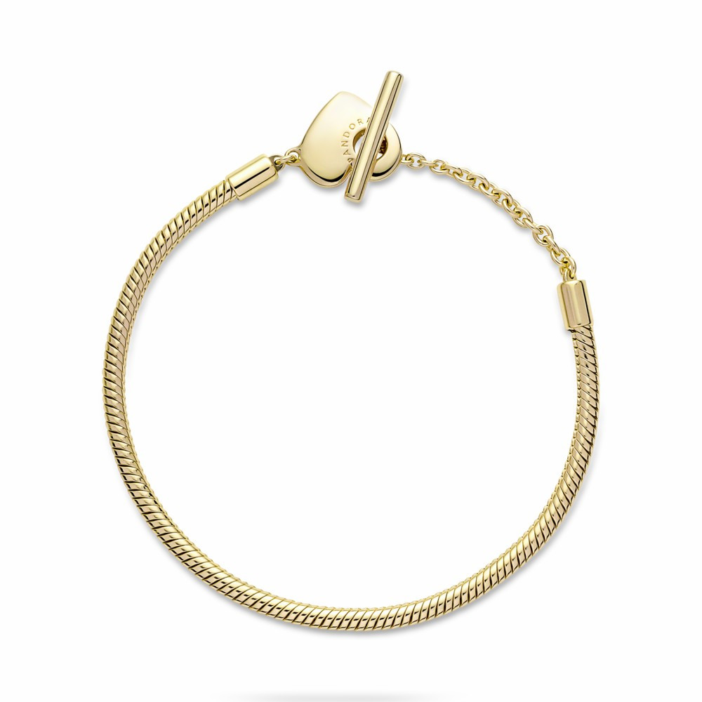 Pulsera Pandora Shine Moments Cadena de Serpiente con Cierre en T y Corazón