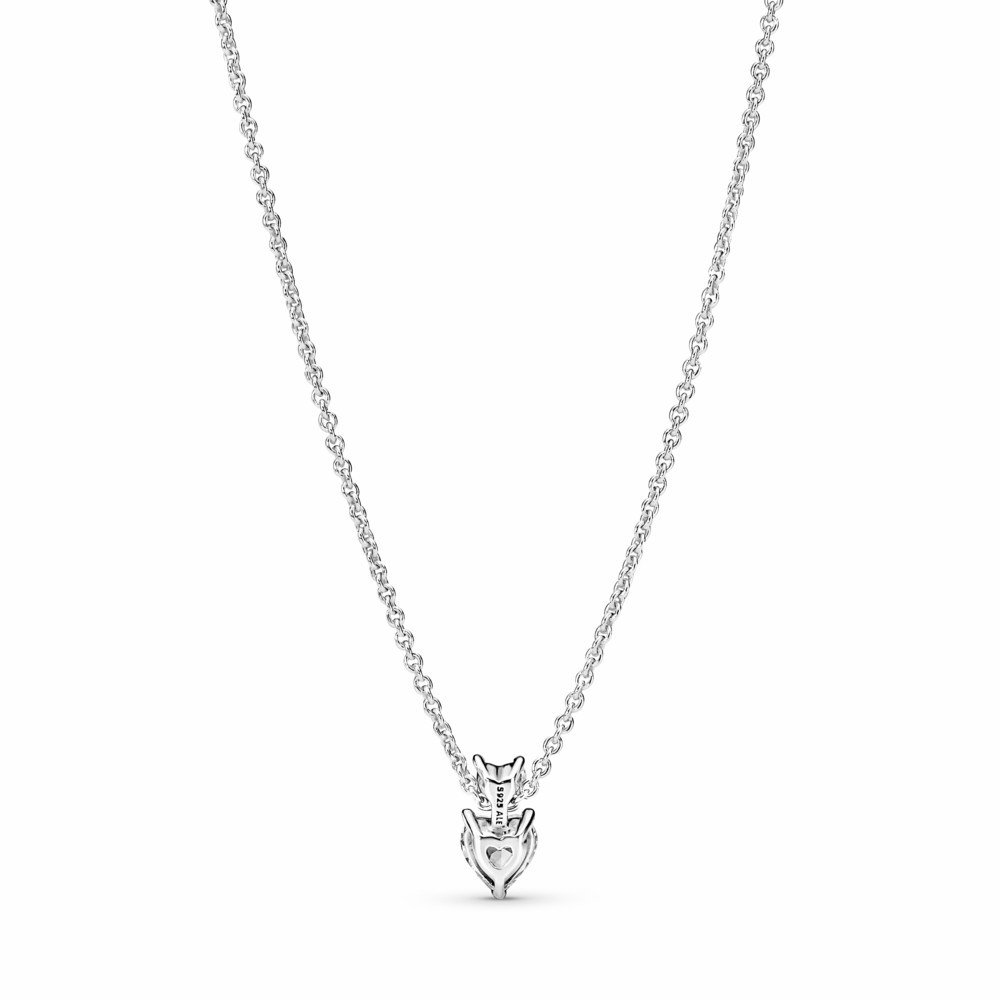 Collar Pandora Colgante Doble Corazón Brillante