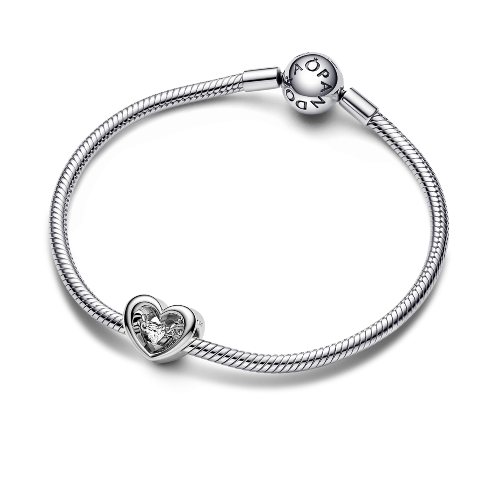 Charm Pandora Corazón Radiante y Gema Flotante