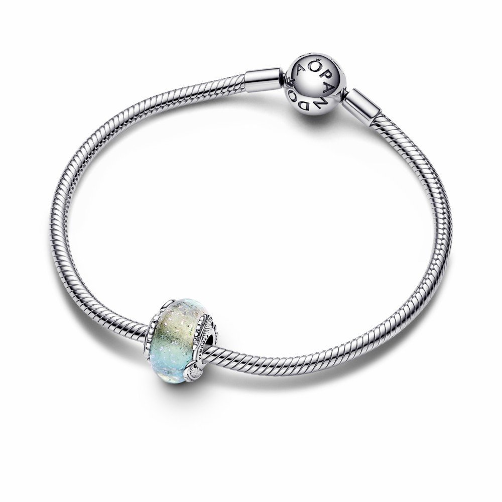 Charm Pandora Cristal de Murano Pluma Curvada