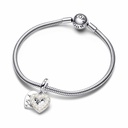 Charm colgante Pandora Doble Corazón Blanco Anacarado
