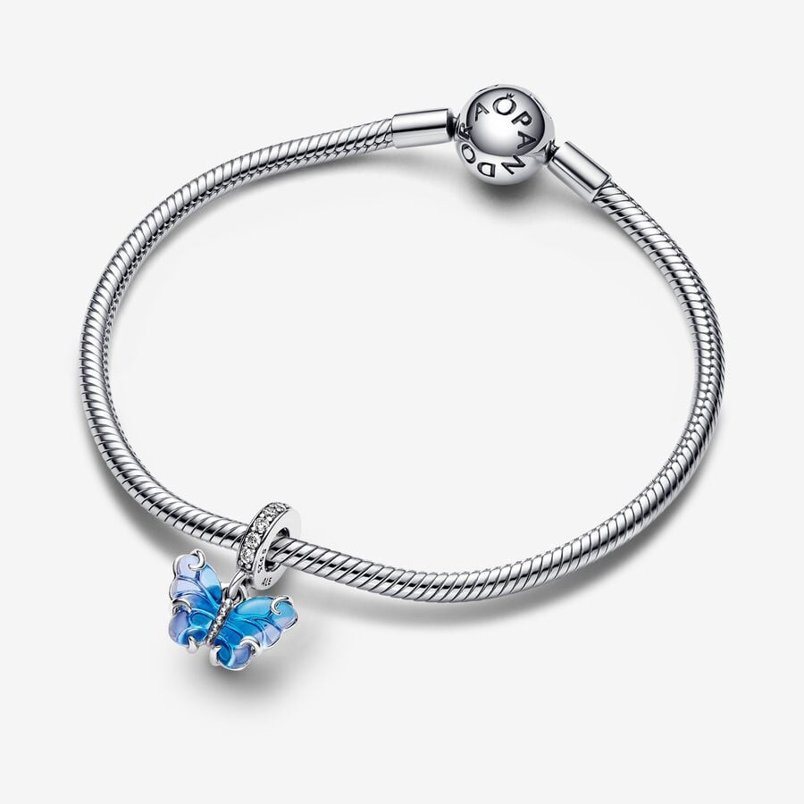 Charm colgante Pandora Mariposa Cristal Murano Azul