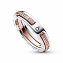 Anillo Pandora Logo y Pavé en dos tonos