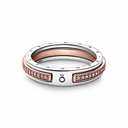 Anillo Pandora Logo y Pavé en dos tonos