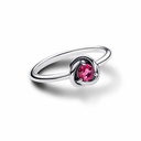 Anillo Pandora circular de eternidad con piedra natal de cristal de octubre rosa