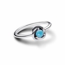 Anillo Pandora circular de eternidad con piedra natal de cristal de diciembre turquesa