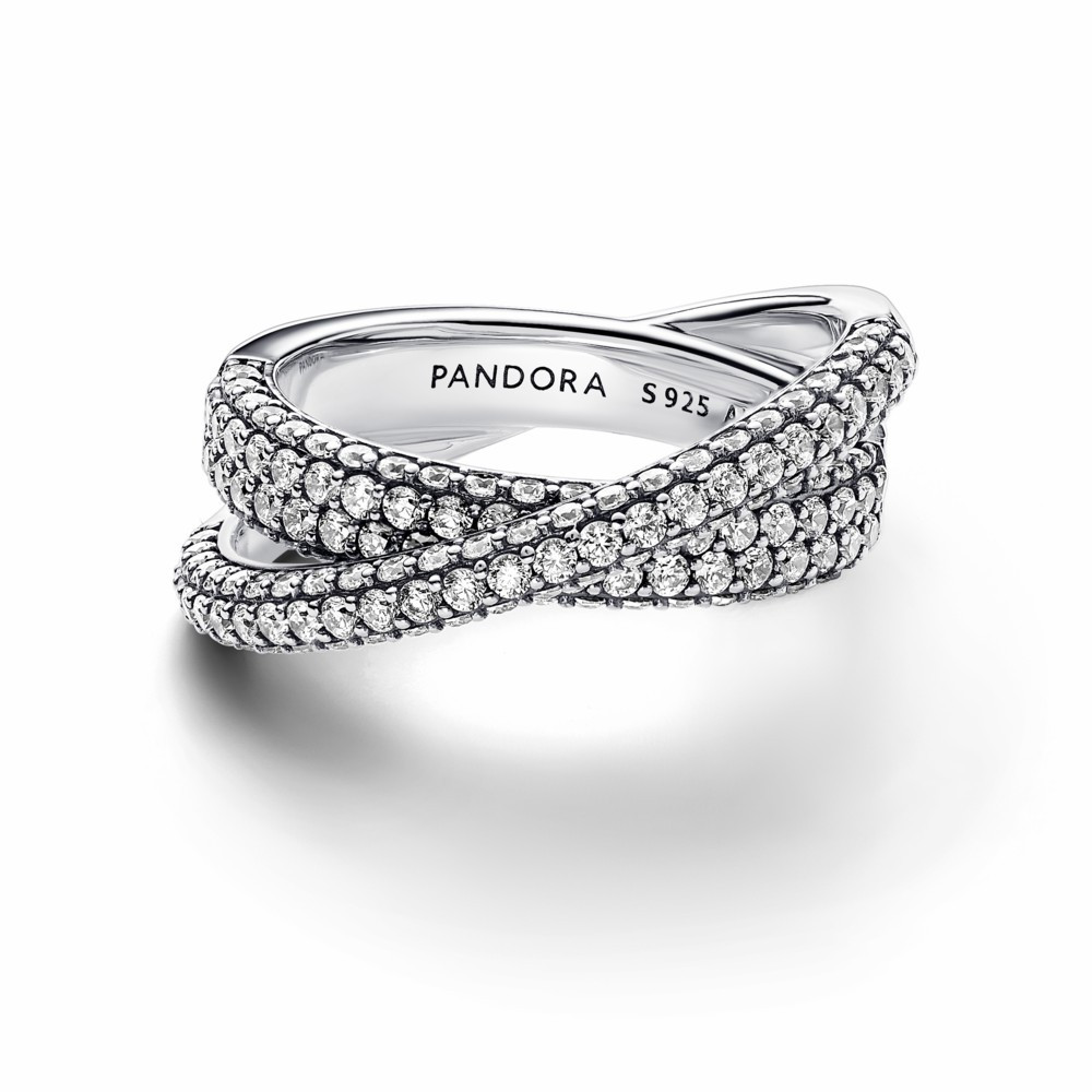 Anillo Pandora Timeless Pavé cruzado de doble banda