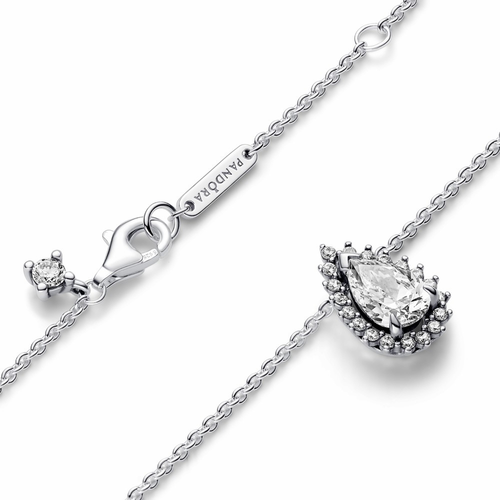 Collar Pandora Halo brillante Corte de pera