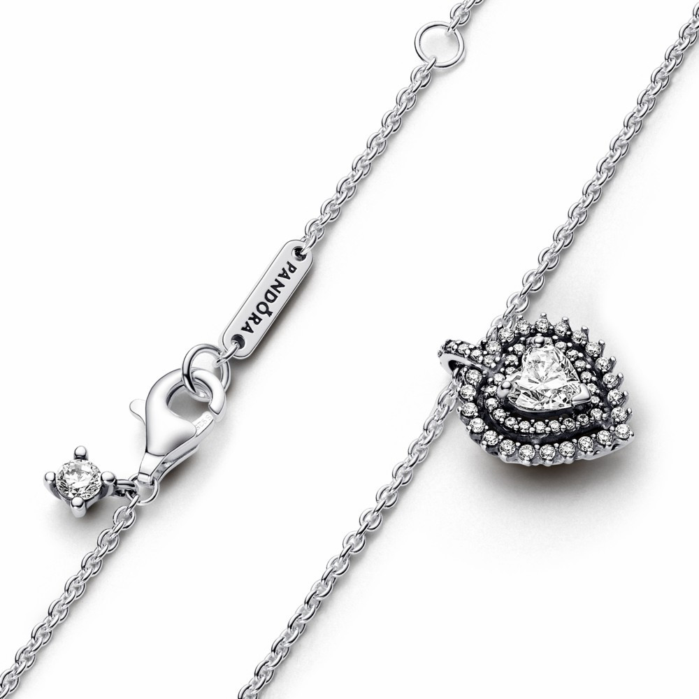 Collar Pandora Corazón Halo Brillante