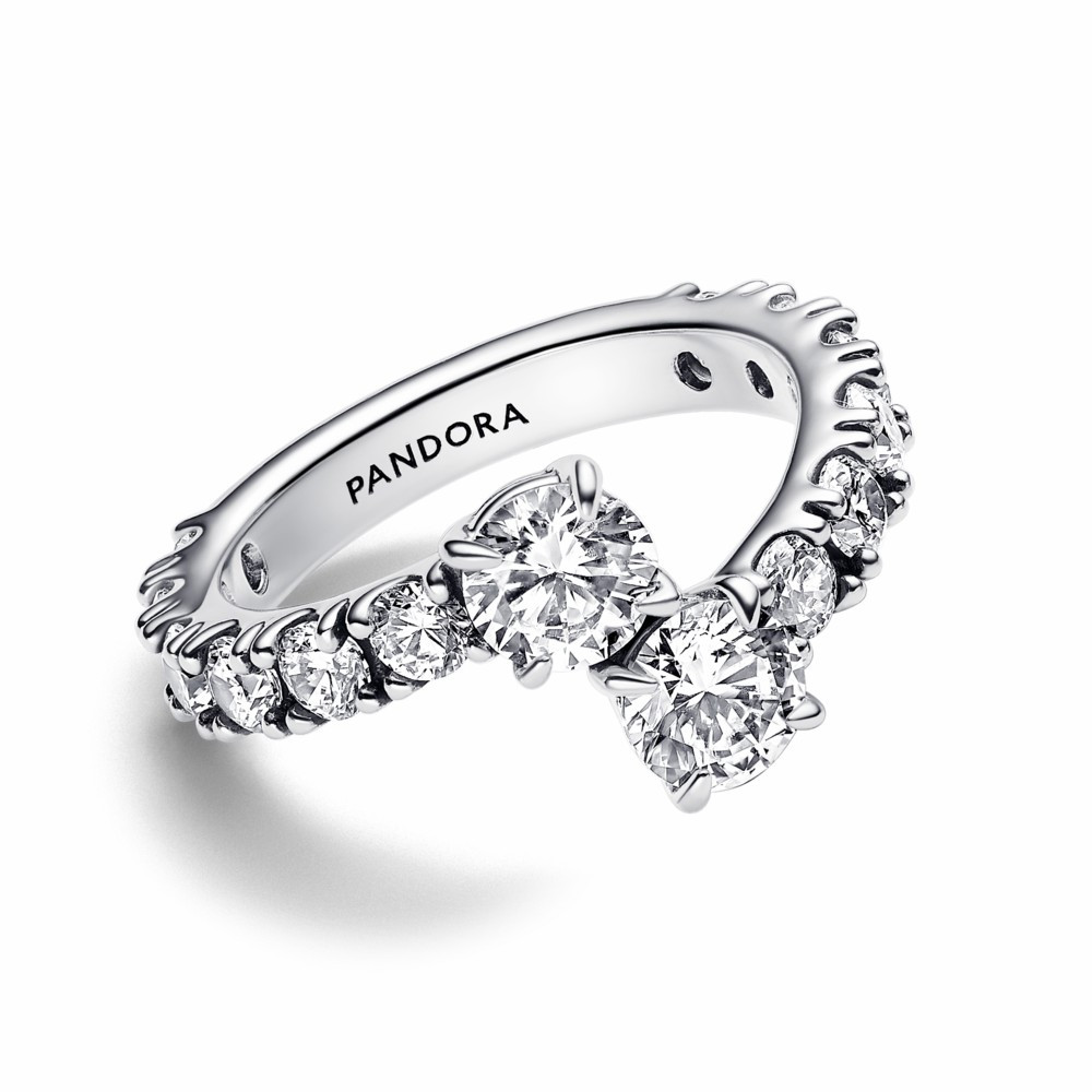 Anillo Pandora de banda superpuesta billante