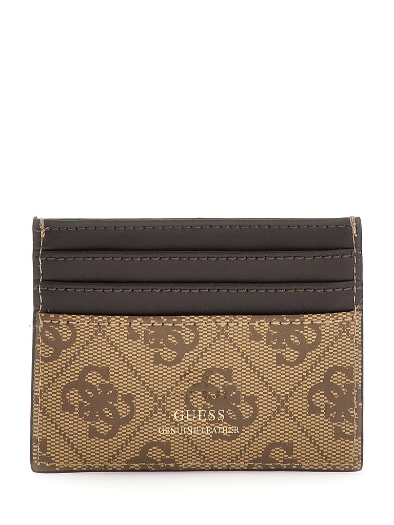PORTATARJETAS GUESS DE PIEL MARRON LOGOTIPO 4G