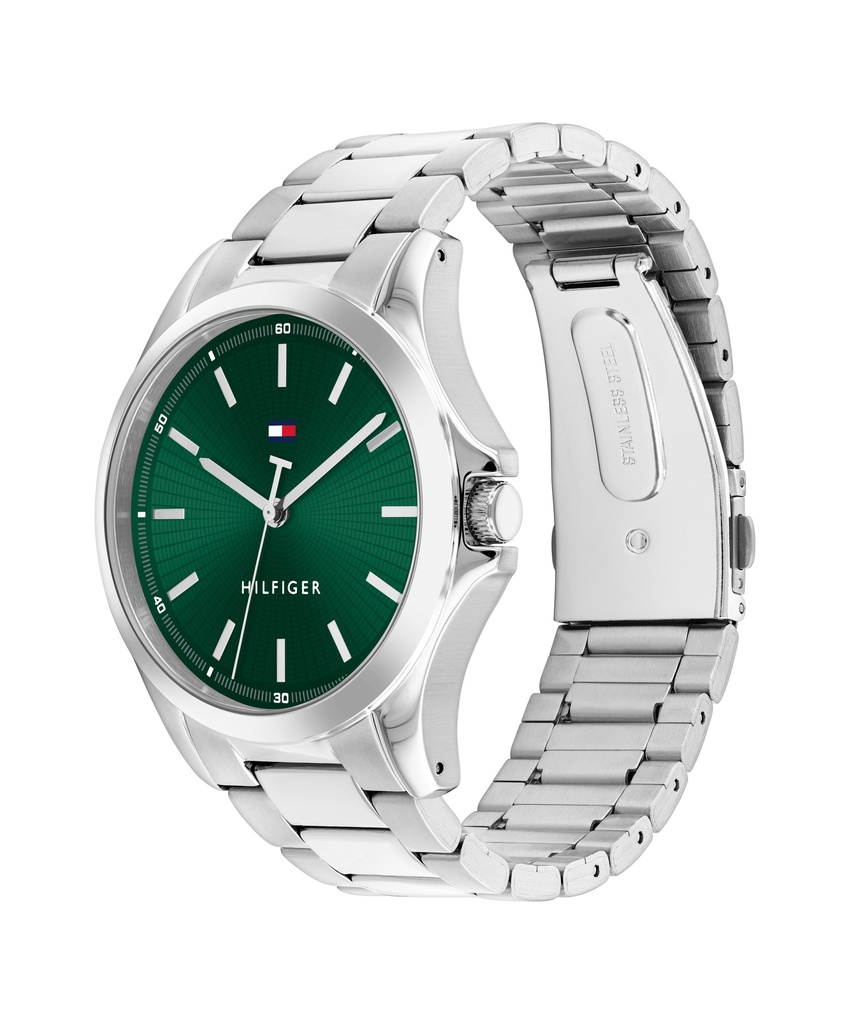 RELOJ TOMMY HILFIGER BRUCE PLATEADO Y VERDE HOMBRE