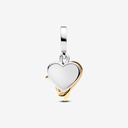Charm Colgante Pandora Doble Corazón Grabable y Flecha Bicolor