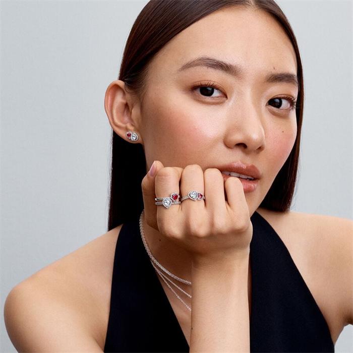 Anillo Pandora Halo Corazones