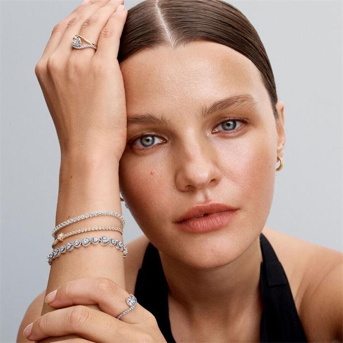 Pulsera Pandora Tenis Corazón Brillante