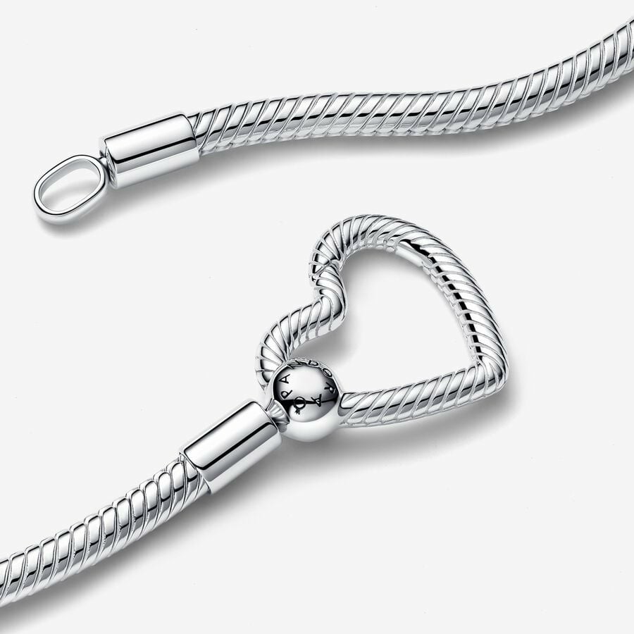 Collar Pandora Cadena de Serpiente con Cierre de Corazón