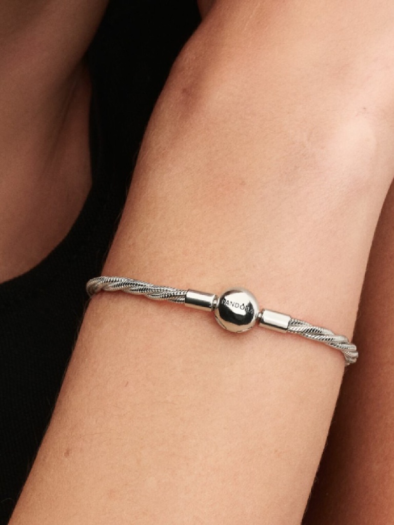 Pulsera Pandora Cadena de Serpiente Trenzada  Cierre Bola 