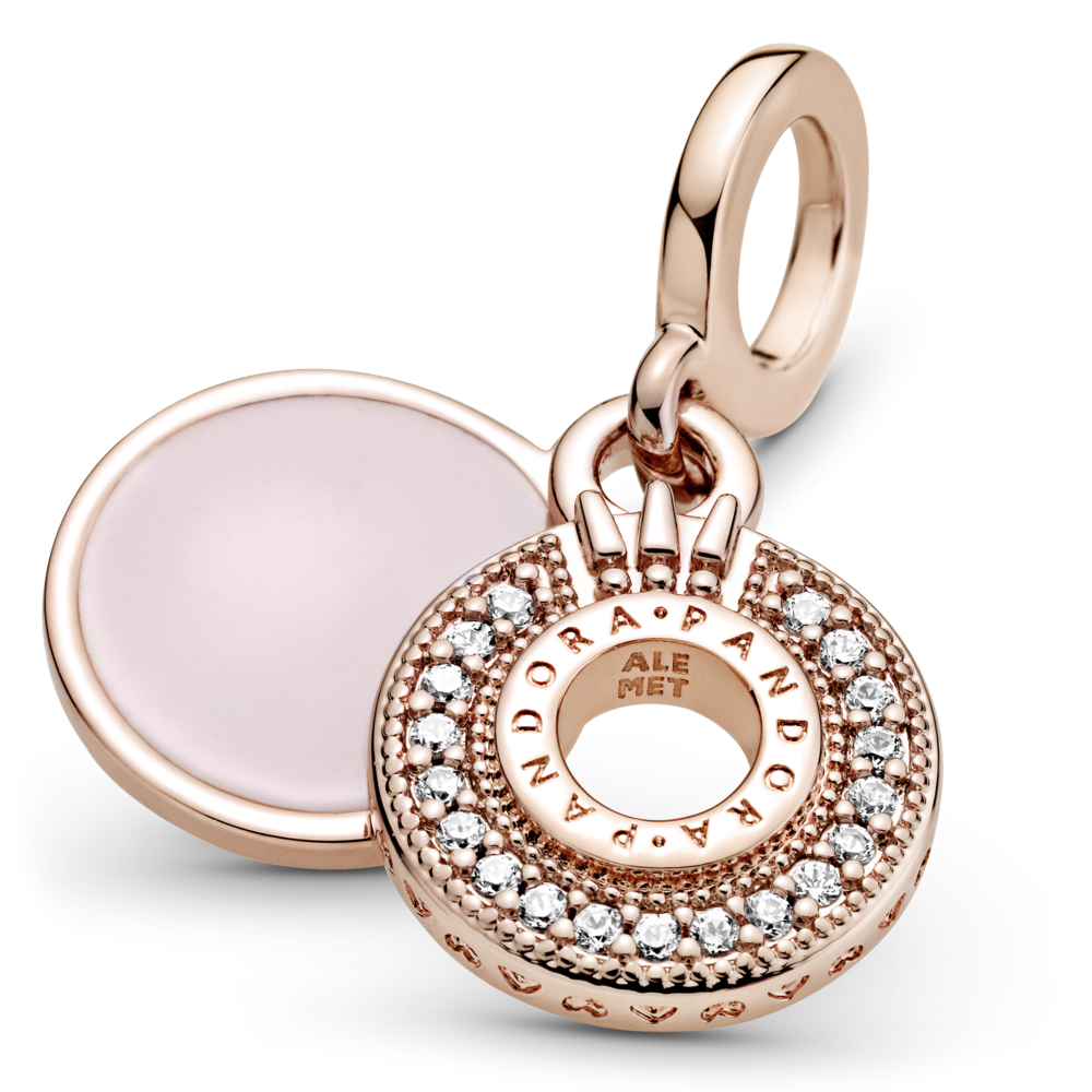 Charm colgante pandora corona de pavé brillante rosé