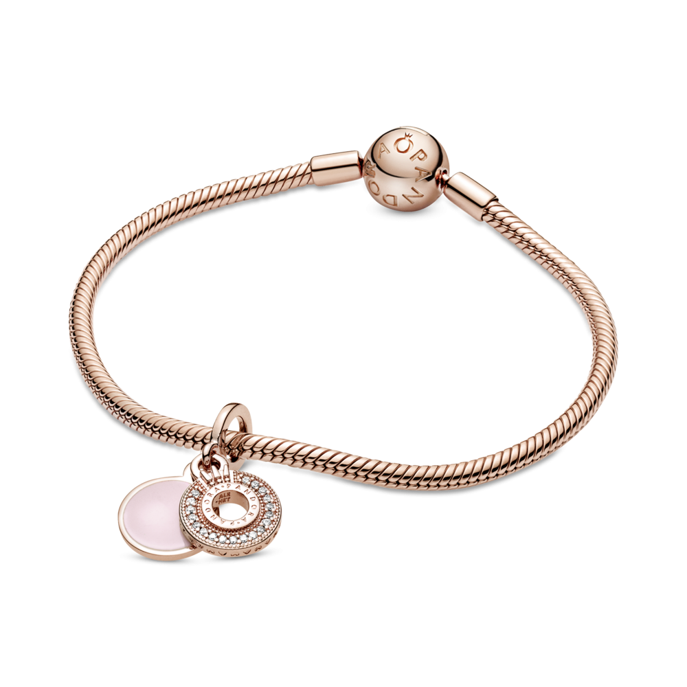 Charm colgante pandora corona de pavé brillante rosé