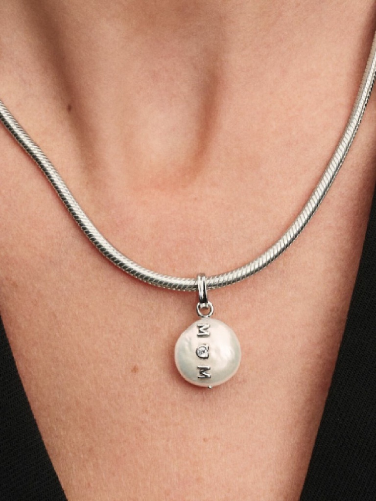 Charm Colgante Mamá y Perla Barroca Cultivada De Agua Dulce Tratada