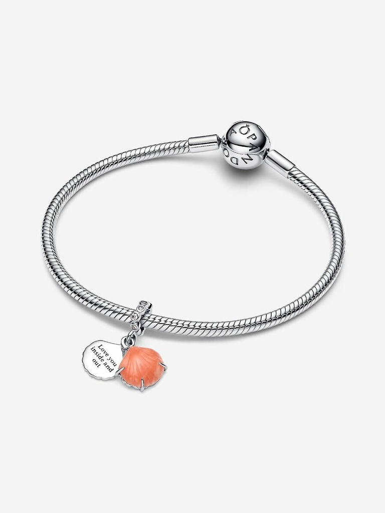 Charm Pandora Colgante Doble Concha Color Coral