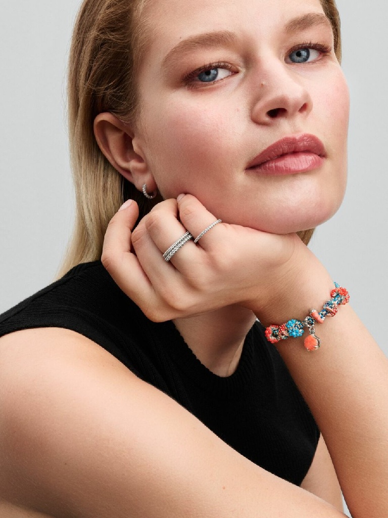 Charm Pandora Colgante Doble Concha Color Coral