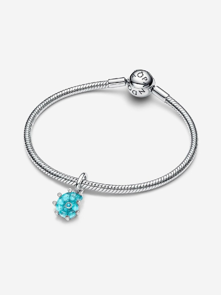 Charm Pandora Colgante Caracola de Cristal de Murano Azul