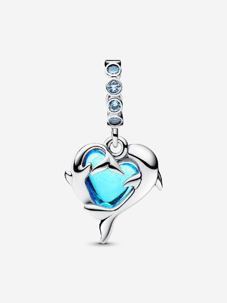 Charm Colgante Delfines de Cristal de Murano Azul