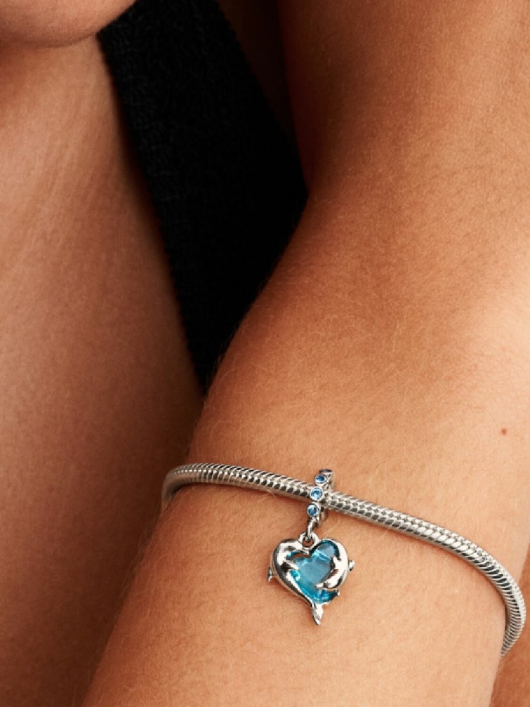Charm Colgante Delfines de Cristal de Murano Azul