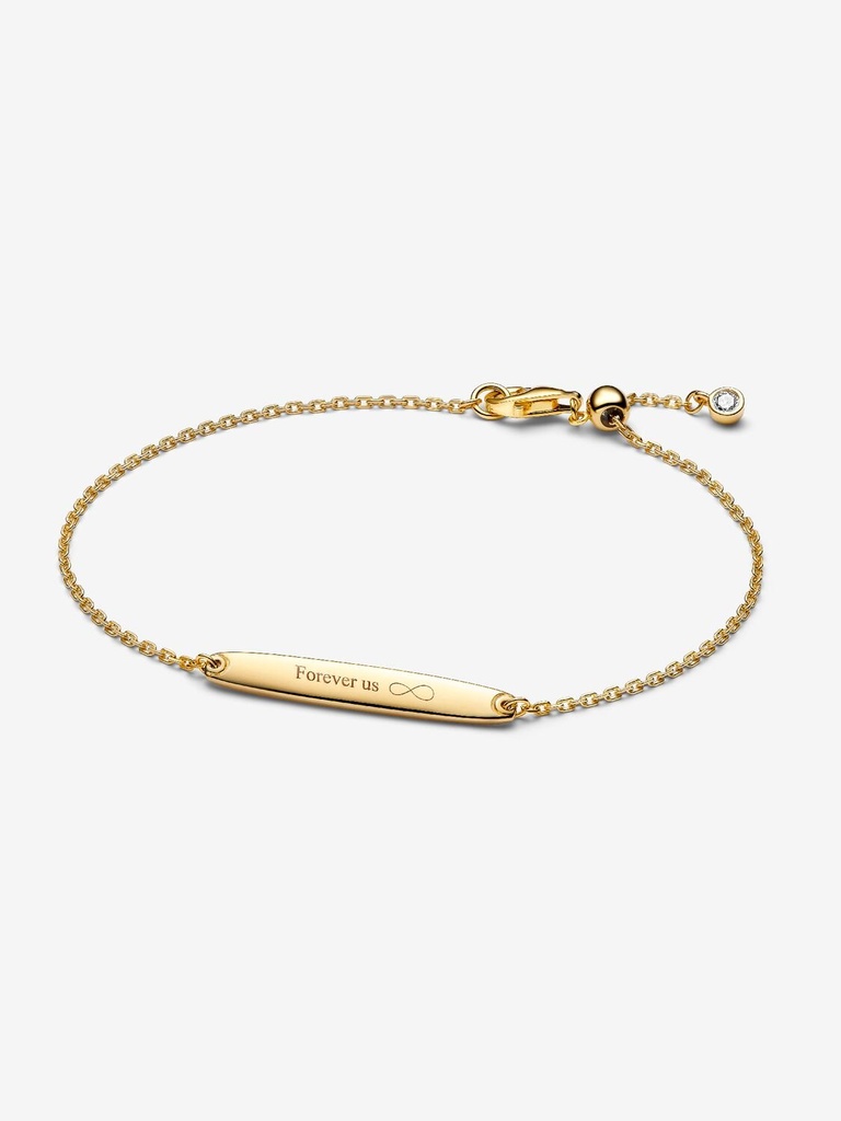 Pulsera Pandora de Cadena Barra Grabable Recubrimiento en oro de 14k