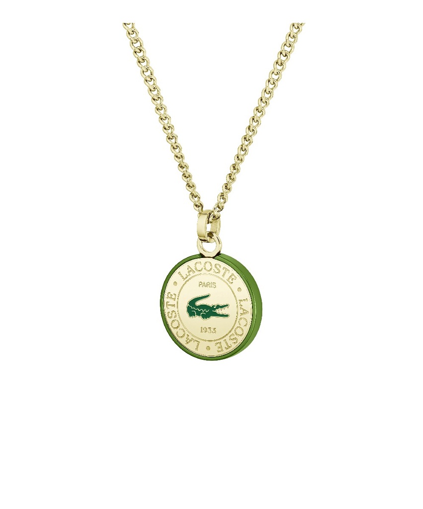Collar Lacoste Vigor Acero Dorado y Verde Hombre 2040448