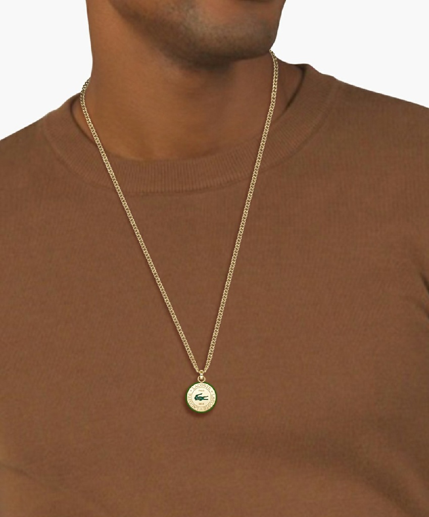 Collar Lacoste Vigor Acero Dorado y Verde Hombre 2040448