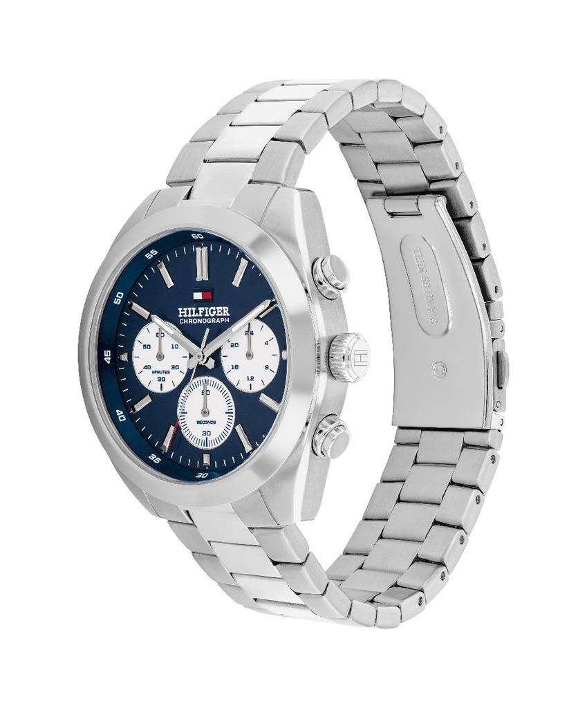 Reloj Tommy Hilfiger Hombre Hudson Plateado y Azul Multifunción 1710722