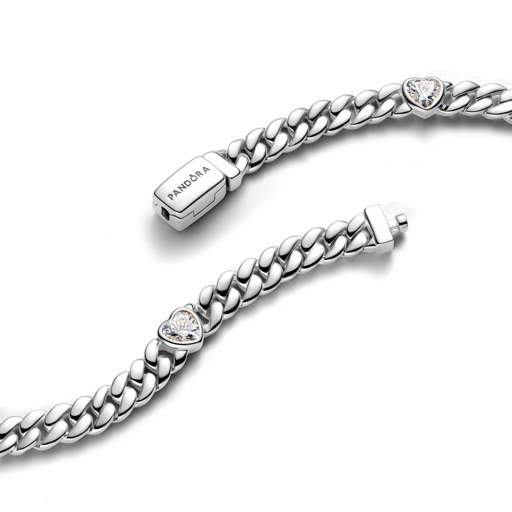 Pulsera Pandora Cadena Cubana Corazón Plata 594226C01