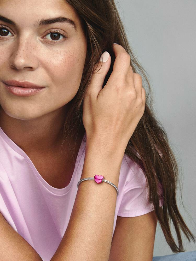 Charm Corazón Metálico Rosa 793337C03