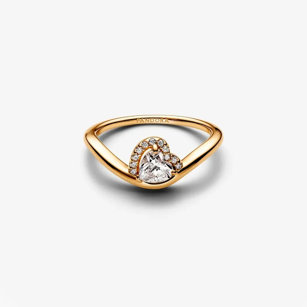 Anillo Pandora Corazón Ondulado Dorado 163660C01