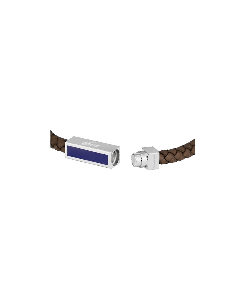 Pulsera Lacoste Rokel Piel Trenzada Marrón y Acero Inoxidable Hombre 2040450