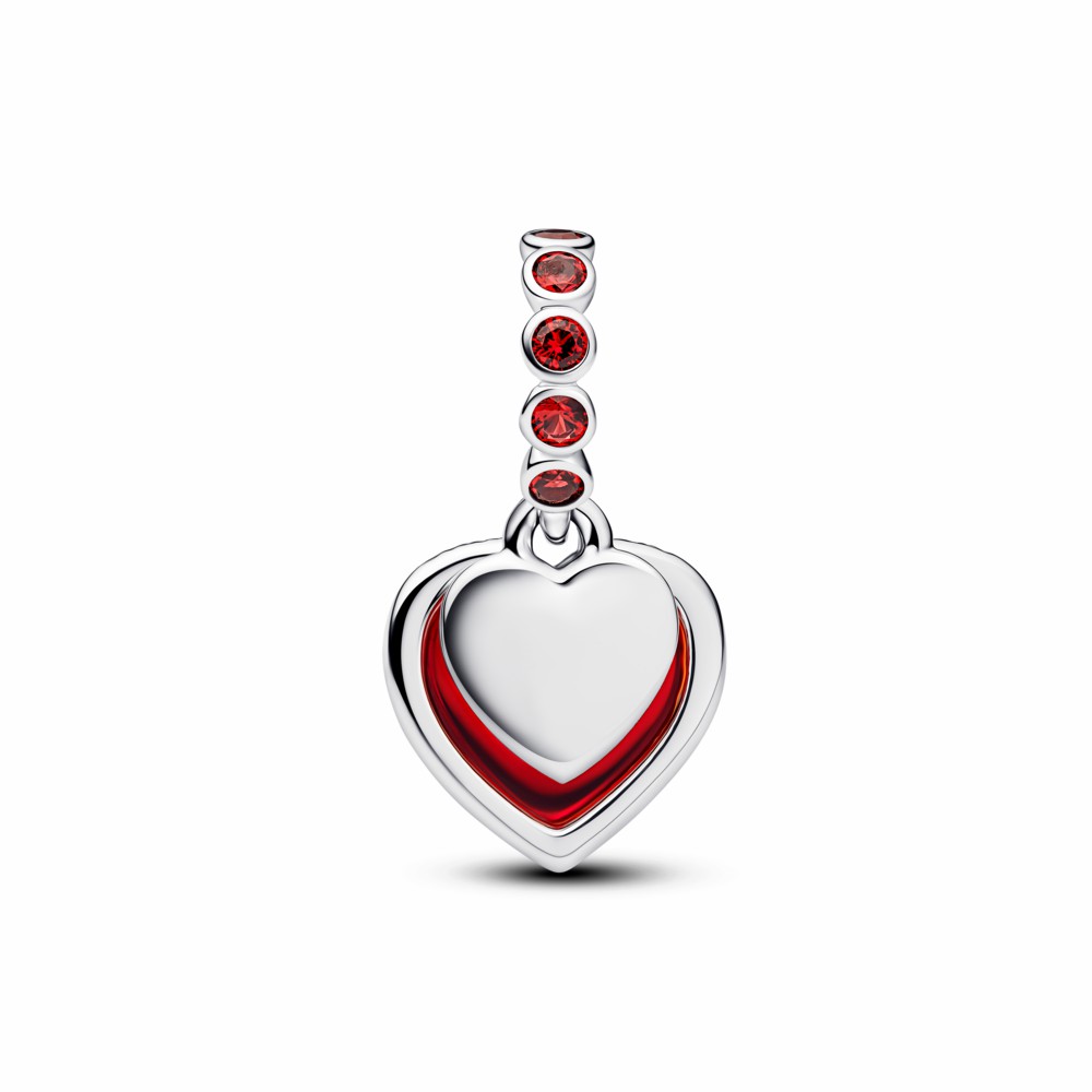 Charm Pandora Colgante Doble Corazón Cristal de Murano Rojo 794429C01