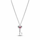 Collar Pandora Llave Corazón Rojo Elevado Plata 394392C01-45