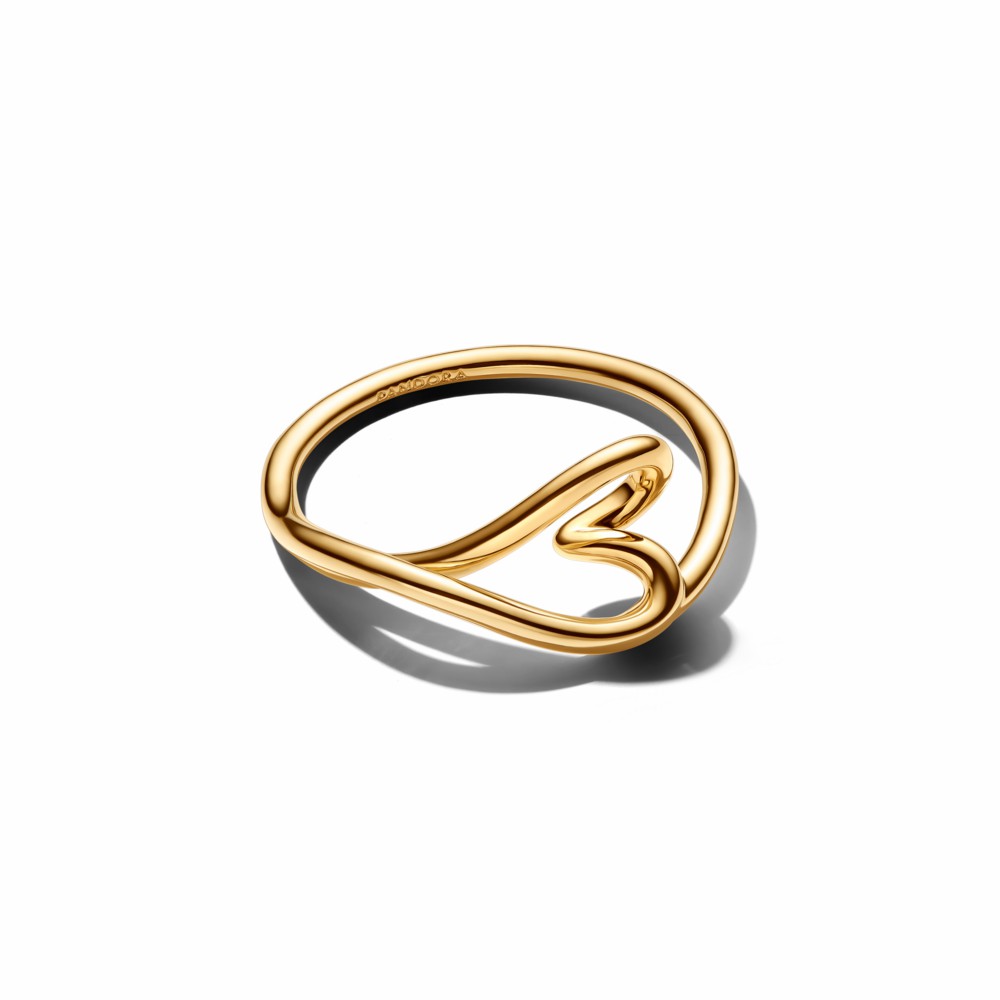 Anillo Pandora Corazón Pequeño Forma Orgánica Dorado 164361C00