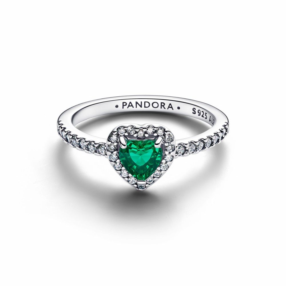 Anillo Pandora Corazón Verde Relieve 198421C07