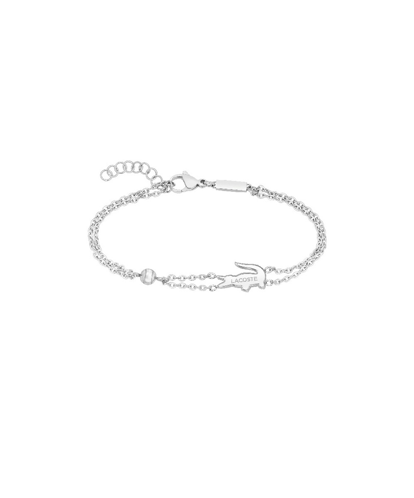 Pulsera Lacoste Doble Crocodile y Tenis Acero Inox Mujer 2040580