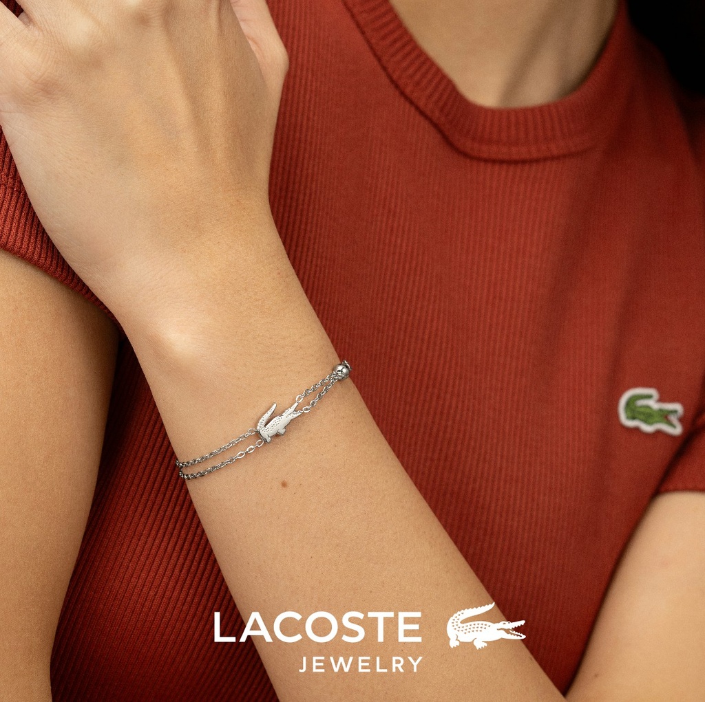 Pulsera Lacoste Doble Crocodile y Tenis Acero Inox Mujer 2040580